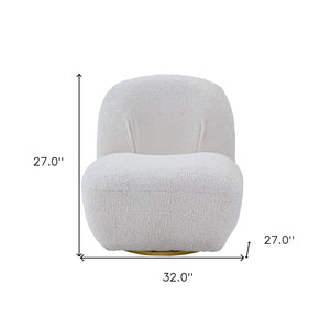 Homeroots 32" White Sherpa Swivel Slipper Chair   486592