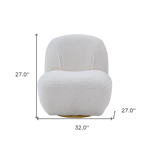 Homeroots 32" White Sherpa Swivel Slipper Chair   486592