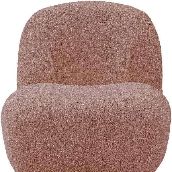 Homeroots 32" Pink Sherpa Solid Color Swivel Slipper Chair   486593