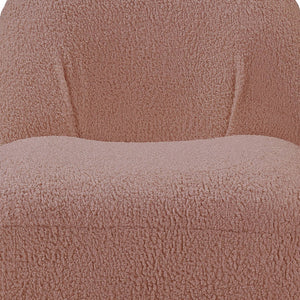 Homeroots 32" Pink Sherpa Solid Color Swivel Slipper Chair   486593