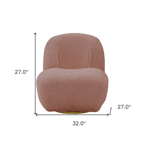 Homeroots 32" Pink Sherpa Solid Color Swivel Slipper Chair   486593