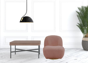 Homeroots 32" Pink Sherpa Solid Color Swivel Slipper Chair   486593