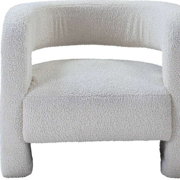 Homeroots 32" White Sherpa Solid Color Barrel Chair   486594