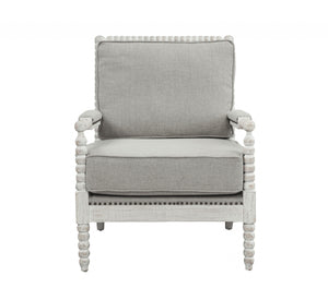 Homeroots 35" Gray Linen And Light Oak Solid Color Club Chair   486599