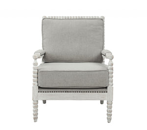 Homeroots 35" Gray Linen And Light Oak Solid Color Club Chair   486599