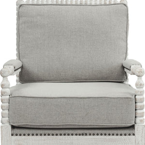 Homeroots 35" Gray Linen And Light Oak Solid Color Club Chair   486599