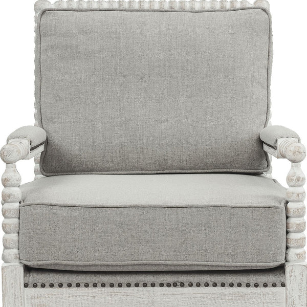 Homeroots 35" Gray Linen And Light Oak Solid Color Club Chair   486599