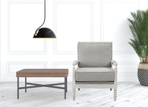 Homeroots 35" Gray Linen And Light Oak Solid Color Club Chair   486599