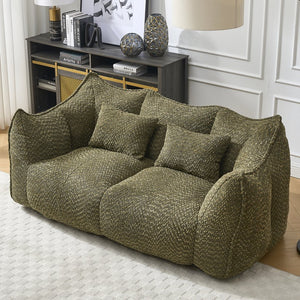 English Elm Soft Plush Foam Beanbag Chair for Two People, Square Recliner Sofa With Superfiber Comfort Embrace Olive Green W1996P252273