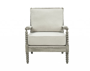 Homeroots 35" Beige Linen And Gray Oak Solid Color Club Chair   486600