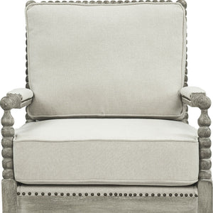 Homeroots 35" Beige Linen And Gray Oak Solid Color Club Chair   486600