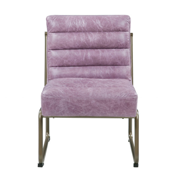 Homeroots 22" Top Grain Leather And Steel Ikat Side Chair   486601