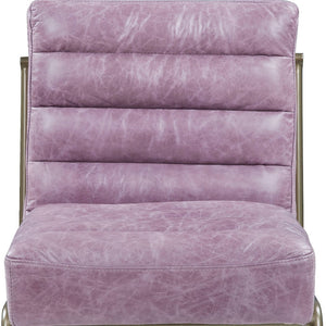 Homeroots 22" Top Grain Leather And Steel Ikat Side Chair   486601