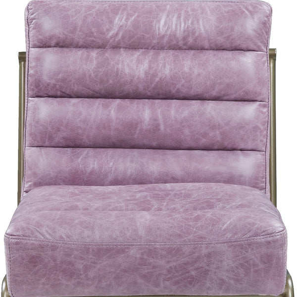 Homeroots 22" Top Grain Leather And Steel Ikat Side Chair   486601