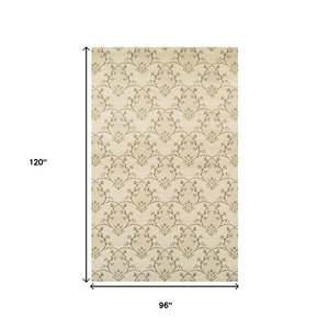 HomeRoots 8' Beige Floral Vines Area Rug - Timeless Design, Durable & Stain-Resistant for Family Spaces 8' X 10' 486606