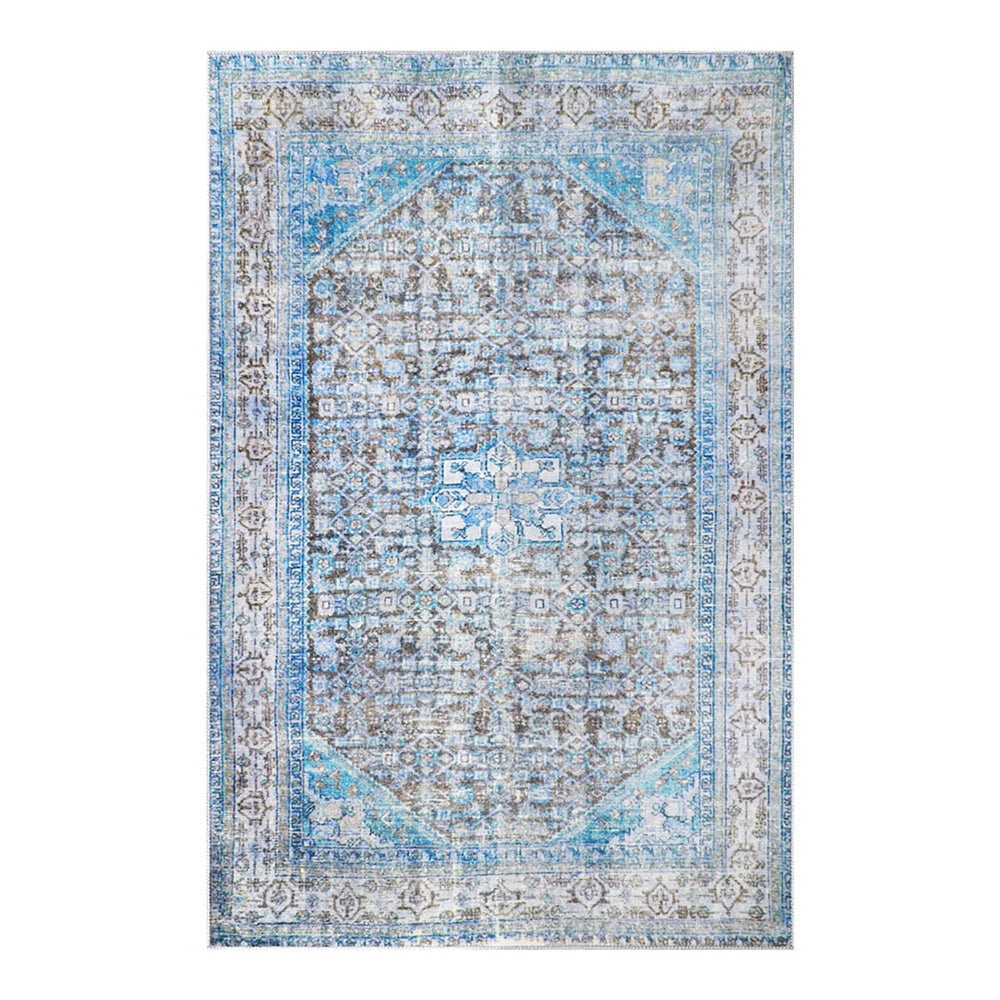 Homeroots 5' X 8' Shades Of Azure Oriental Stain Resistant Area Rug  Polyester 486611