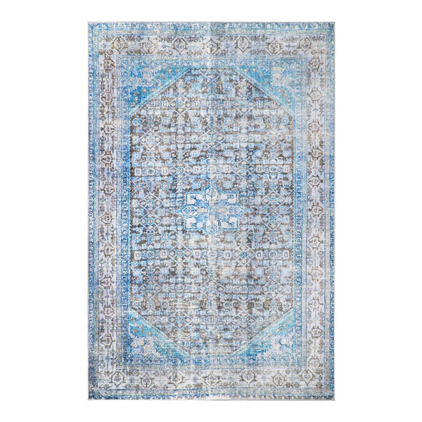 Homeroots 5' X 8' Shades Of Azure Oriental Stain Resistant Area Rug  Polyester 486611