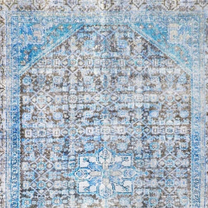 HomeRoots 6' Blue and Gray Oriental Area Rug - Durable, Stylish Design Perfect for Family Homes and High Traffic Areas 6' X 9' 486611