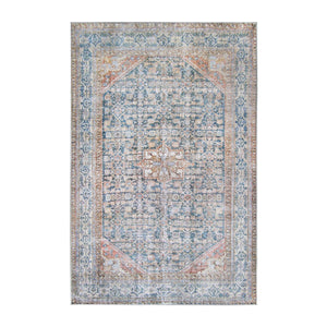 Homeroots 5' X 8' Latte And Blue Oriental Medallion Stain Resistant Area Rug  Polyester 486612