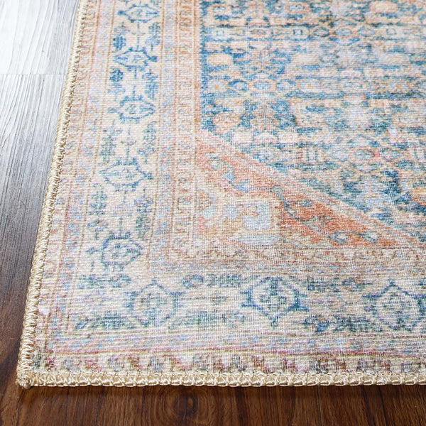 Homeroots 5' X 8' Latte And Blue Oriental Medallion Stain Resistant Area Rug  Polyester 486612