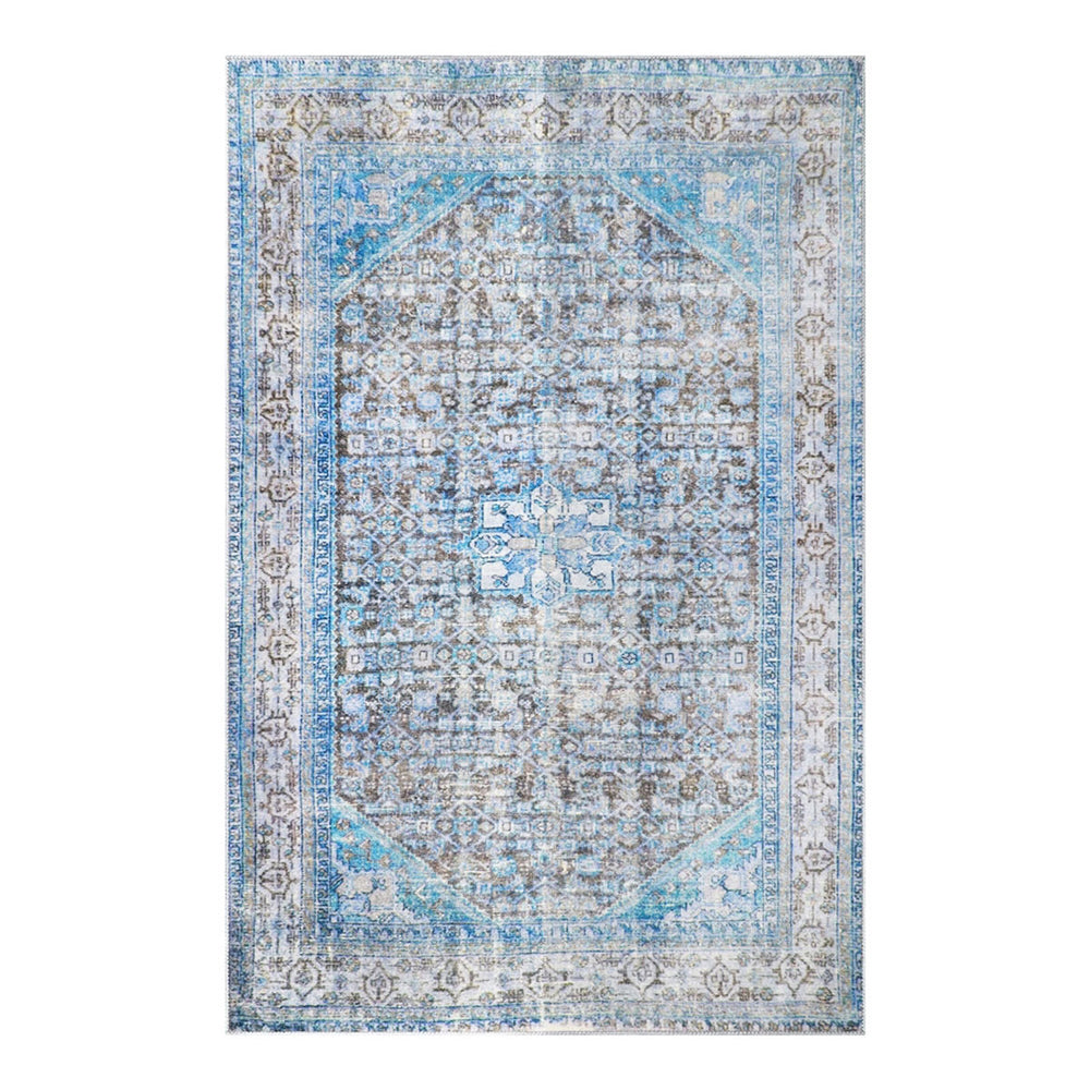 Homeroots 5' X 7' Shades Of Azure Oriental Medallion Stain Resistant Area Rug  Polyester 486613