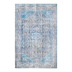Homeroots 5' X 7' Shades Of Azure Oriental Medallion Stain Resistant Area Rug  Polyester 486613