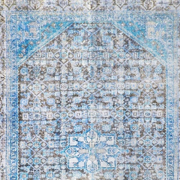 HomeRoots 6' Blue and Gray Oriental Area Rug - Durable, Stylish Design Perfect for Family Homes and High Traffic Areas 5' X 6' 486613