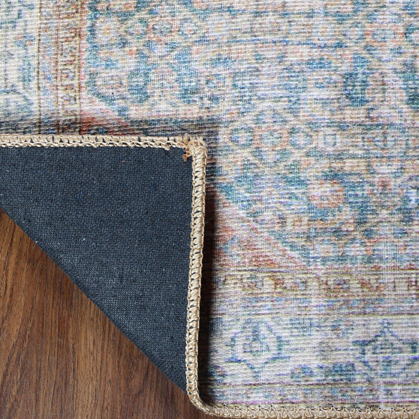 Homeroots 5' X 7' Latte And Blue Oriental Medallion Stain Resistant Area Rug  Polyester 486614