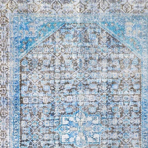 HomeRoots 6' Blue and Gray Oriental Area Rug – Classic Style, Stain-Resistant, Durable for Living Spaces 6' X 8' 486615