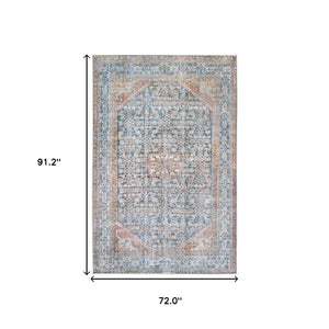 Homeroots 7' X 9' Latte Oriental Medallion Stain Resistant Area Rug  Polyester 486616