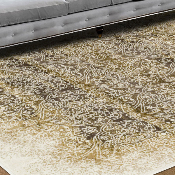 Homeroots 5' X 8' Camel Medallion Stain Resistant Area Rug  Polypropylene 486644