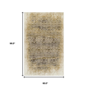 Homeroots 5' X 8' Camel Medallion Stain Resistant Area Rug  Polypropylene 486644