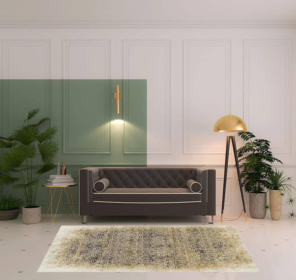 Homeroots 5' X 8' Camel Medallion Stain Resistant Area Rug  Polypropylene 486644