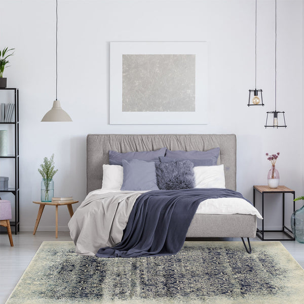 Homeroots 5' X 8' Navy Blue Medallion Stain Resistant Area Rug  Polypropylene 486645