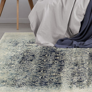 Homeroots 5' X 8' Navy Blue Medallion Stain Resistant Area Rug  Polypropylene 486645