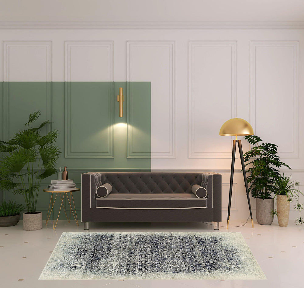 Homeroots 5' X 8' Navy Blue Medallion Stain Resistant Area Rug  Polypropylene 486645