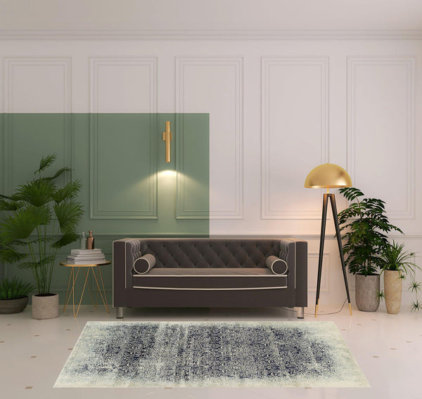 Homeroots 5' X 8' Navy Blue Medallion Stain Resistant Area Rug  Polypropylene 486645