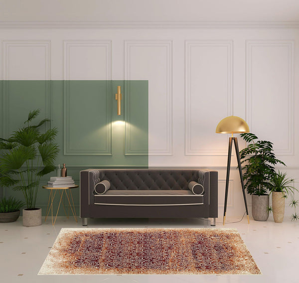 Homeroots 5' X 8' Orange Medallion Stain Resistant Area Rug  Polypropylene 486646