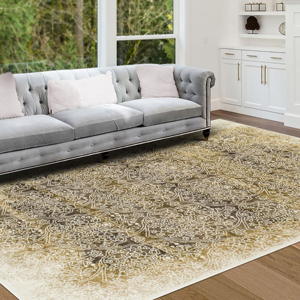 Homeroots 8' X 10' Camel Medallion Stain Resistant Area Rug  Polypropylene 486647