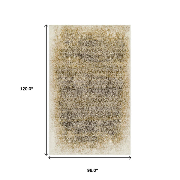 Homeroots 8' X 10' Camel Medallion Stain Resistant Area Rug  Polypropylene 486647