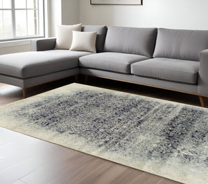 HomeRoots 8' Navy Blue and Ivory Medallion Area Rug - Elegant, Durable, Stain-Resistant Design for Every Room 8' X 10' 486648