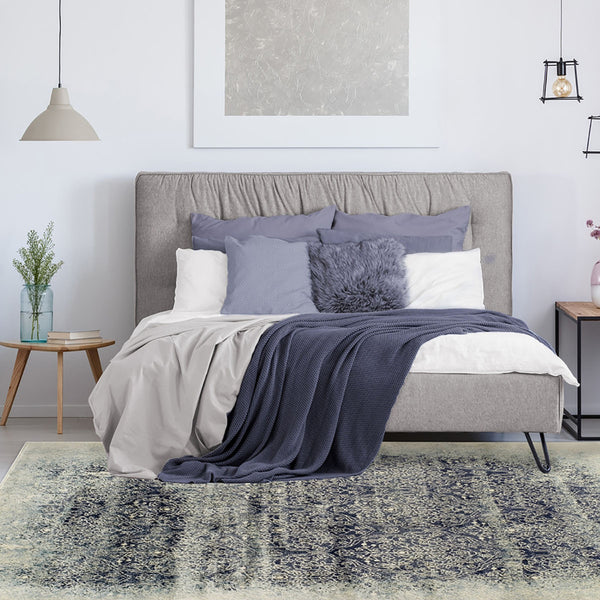 Homeroots 8' X 10' Navy Blue Medallion Stain Resistant Area Rug  Polypropylene 486648