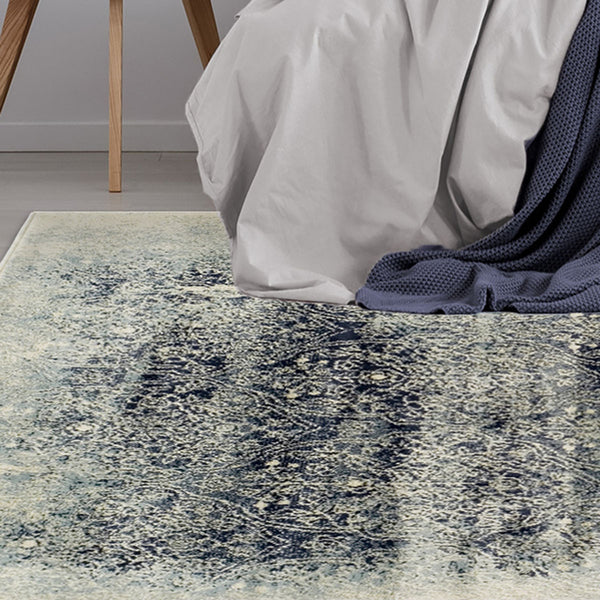 Homeroots 8' X 10' Navy Blue Medallion Stain Resistant Area Rug  Polypropylene 486648