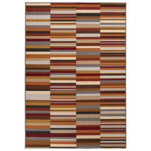 Homeroots 5' X 8' Taupe Striped Stain Resistant Non Skid Indoor Outdoor Area Rug  Nylon 486651