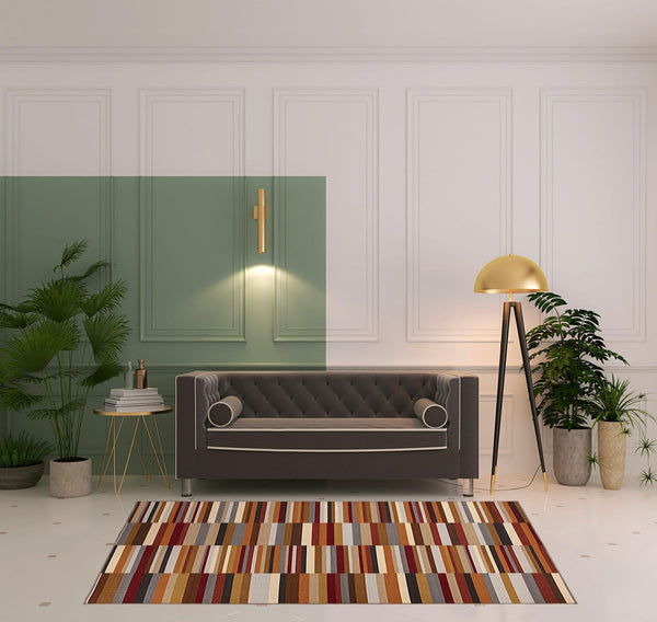 Homeroots 5' X 8' Taupe Striped Stain Resistant Non Skid Indoor Outdoor Area Rug  Nylon 486651