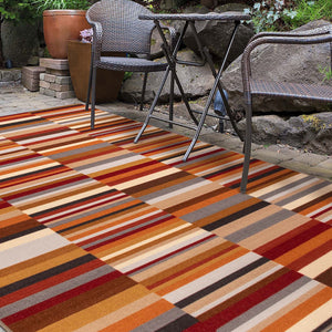 Homeroots 8' X 10' Taupe Striped Stain Resistant Non Skid Indoor Outdoor Area Rug  Nylon 486652