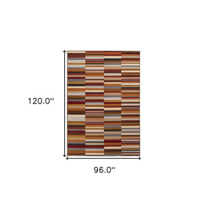 Homeroots 8' X 10' Taupe Striped Stain Resistant Non Skid Indoor Outdoor Area Rug  Nylon 486652