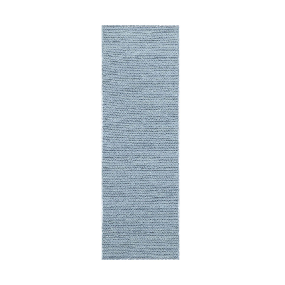 Homeroots 10'  Light Blue Wool Handmade Stain Resistant Runner Rug  Wool 486654