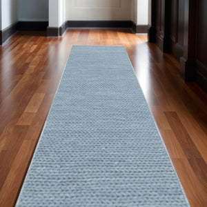 HomeRoots 10' Hand-Tufted Wool Runner Rug in Blue and Ivory – Artisanal Charm for Hallways & Entryways 10' Runner 486654