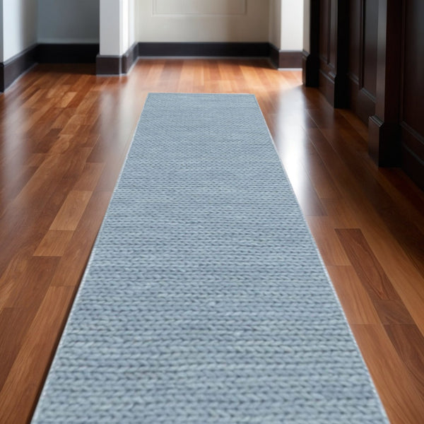 HomeRoots 10' Hand-Tufted Wool Runner Rug in Blue and Ivory – Artisanal Charm for Hallways & Entryways 10' Runner 486654